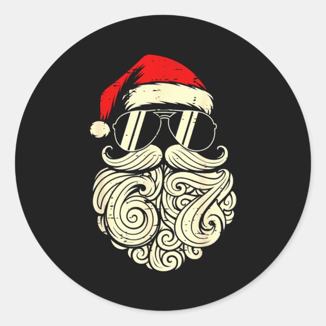67 Christmas Funny Six Seven Meme Santa Face Shirt Classic Round Sticker (Front)