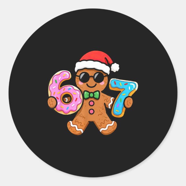 67 Christmas Gingerbread Six Seven Meme Gen Alpha  Classic Round Sticker (Front)