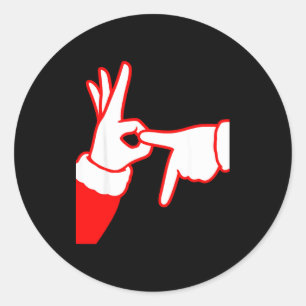 67 Christmas Hands Signals Santa Claus 6 7 Hand Ge Classic Round Sticker