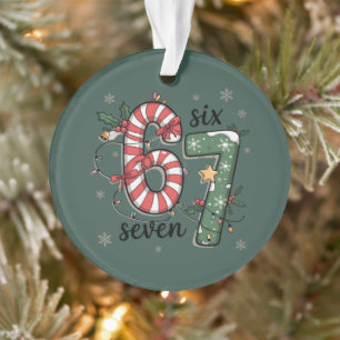 67 Christmas Lights Six Seven Holiday Funny Meme Ornament