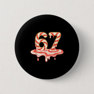 67 Christmas Melting Candy Cane Six Seven For Girl 6 Cm Round Badge