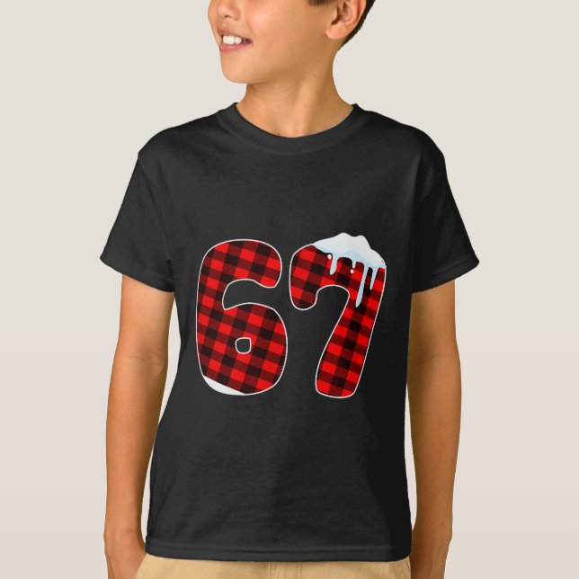 67 Christmas Meme 6 7 Numbers Six Seven Funny Xmas T-Shirt (Front)
