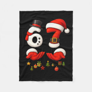 67 Christmas Meme Funny 6 7 Hands Gen Alpha Slang  Fleece Blanket