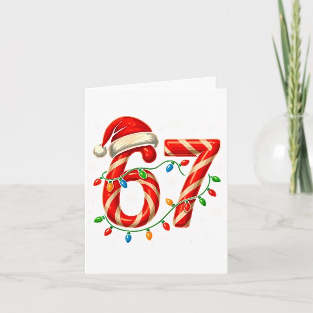 67 Christmas Meme Funny Six Seven Xmas Lights Cand Card (Front)