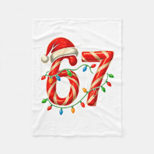 67 Christmas Meme Funny Six Seven Xmas Lights Cand Fleece Blanket