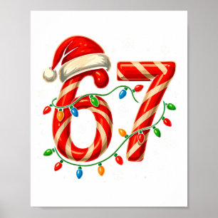 67 Christmas Meme Funny Six Seven Xmas Lights Cand Poster