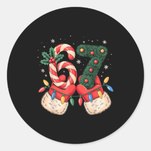 67 Christmas Meme Pajamas Holiday Gen Alpha Slang  Classic Round Sticker