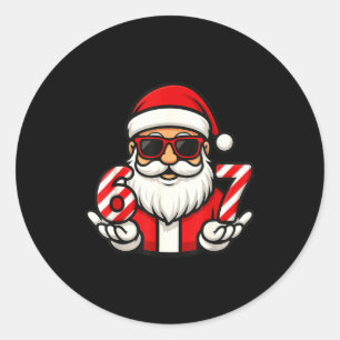 67 Christmas Meme Six Funny Santa Classic Round Sticker