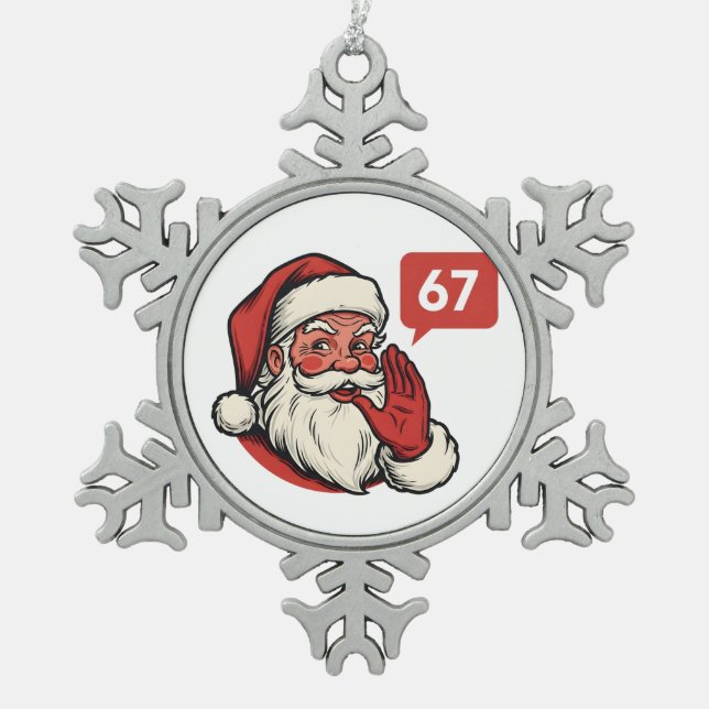 67 Christmas Merry Six Seven Brainrot Santa Claus Snowflake Pewter Christmas Ornament (Front)