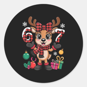67 Christmas Outfit Women Meme Reindeer Six Seven  Classic Round Sticker