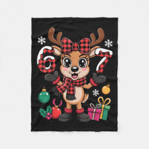 67 Christmas Outfit Women Meme Reindeer Six Seven  Fleece Blanket