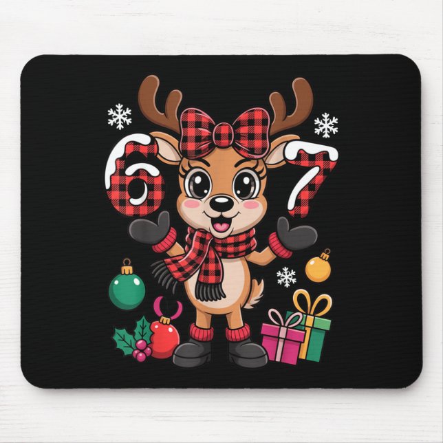 67 Christmas Outfit Women Meme Reindeer Six Seven  Mouse Pad (Front)