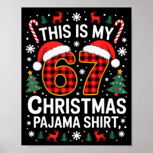 67 Christmas Pajama Shirt Funny Six Seven Meme Bra Poster