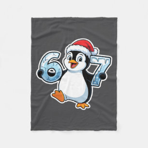 67 Christmas Penguin Santa Hat Birthday Holiday Fleece Blanket