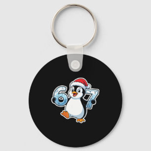 67 Christmas Penguin Santa Hat Birthday Holiday Key Ring