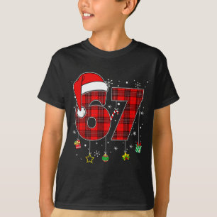 67 Christmas Plaid Santa Hat Funny Family Matching T-Shirt