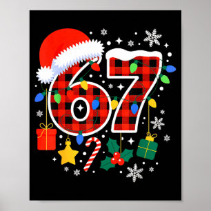 67 Christmas Red Plaid 6 7 Six Seven Boys  Poster