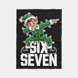 67 Christmas Six Seven 6 7 Meme Funny Dabbing Elf Fleece Blanket