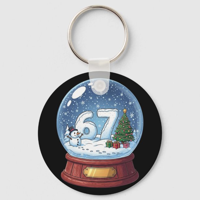 67 Christmas Snow Globe Funny Six Seven Meme  Key Ring (Front)