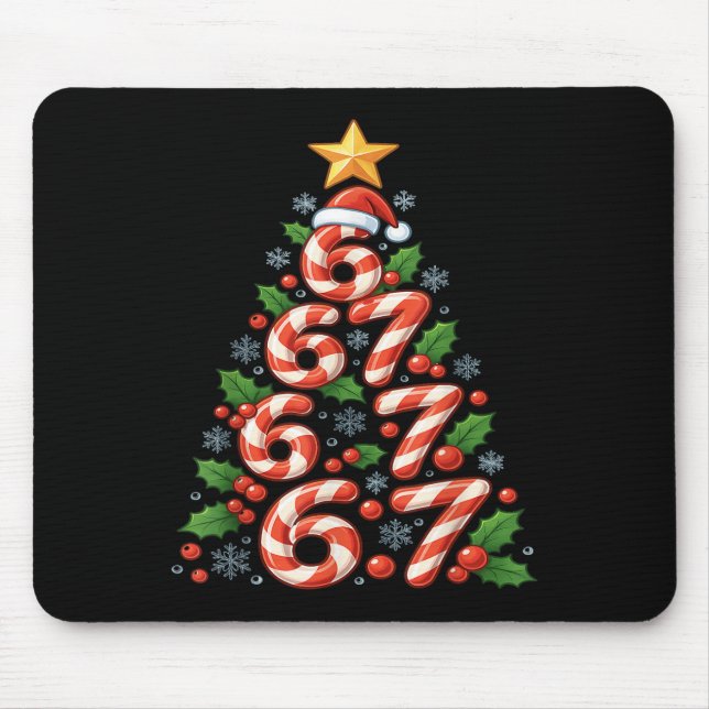 67 Christmas Tree Candy Cane Funny Holiday Xmas Br Mouse Pad (Front)
