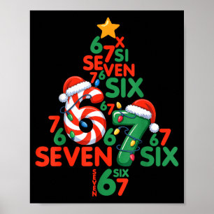 67 Christmas Tree Candy Cane Holiday Six Seven Mem Poster