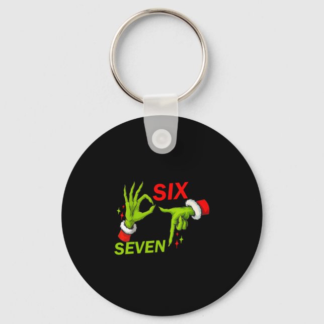 67 Christmas Trending Meme Saying 6 7 Meme Costume Key Ring (Front)