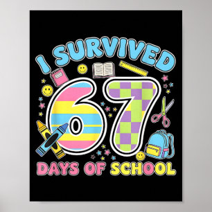 67 Clroom Milestone Cute Pastel Kids Humor Poster