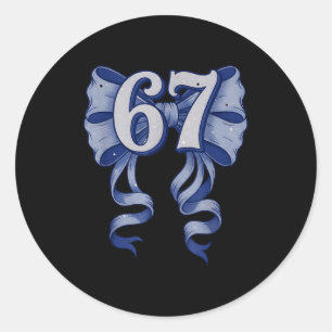 67 Coquette Bow 6 7 Meme Cute Toile Bow For Girls  Classic Round Sticker