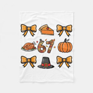 67 Coquette Thanksgiving Funny 6 7 Meme Men Women  Fleece Blanket