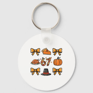 67 Coquette Thanksgiving Funny 6 7 Meme Men Women  Key Ring
