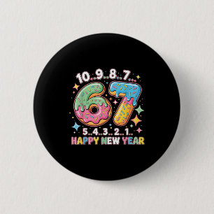 67 Countdown Happy New Year 2026 Funny Donut Numbe 6 Cm Round Badge