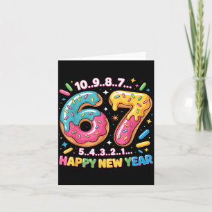 67 Countdown Happy New Year 2026 Funny Donut Numbe Card