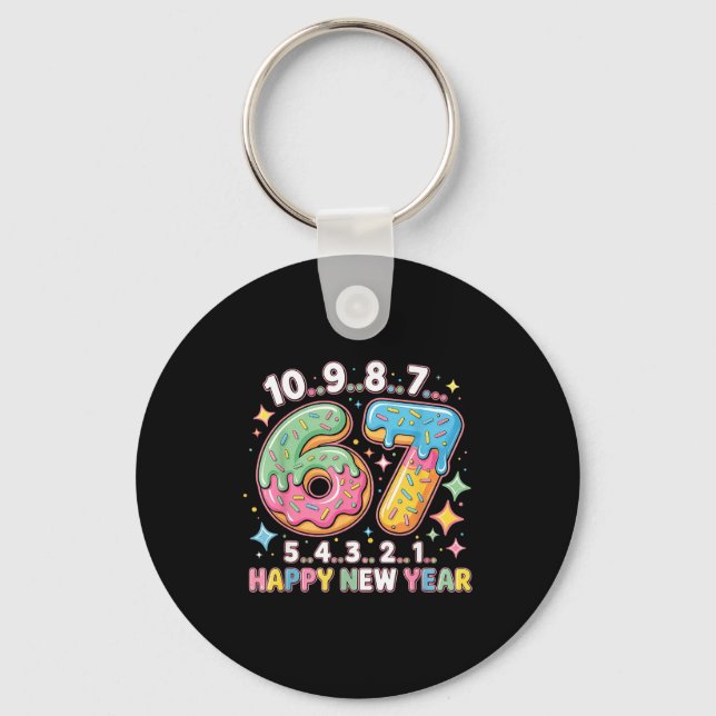 67 Countdown Happy New Year 2026 Funny Donut Numbe Key Ring (Front)