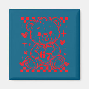 67 Cute Heart Teddy Bear Valentine's Day Six Seven Magnet
