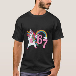 67 Dabbing Unicorn For Girls Six Seven Meme Kids W T-Shirt