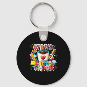 67 Days Of Coffee And Chaos Colorful Meme Design  Key Ring