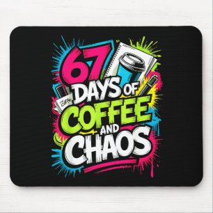 67 Days Of Coffee Teachers Retro School Six Seven  Mouse Pad