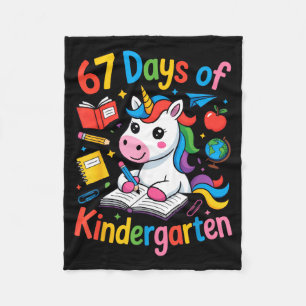 67 Days Of Kindergarten Cute Unicorn For Teachers Fleece Blanket