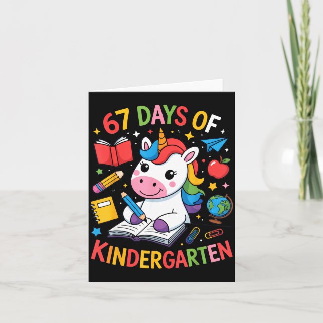 67 Days Of Kindergarten Unicorn Outfit For Kids An Card (Front)