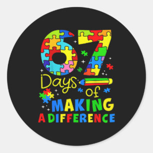 67 Days Of Making A Difference Funny Teacher Stude Classic Round Sticker