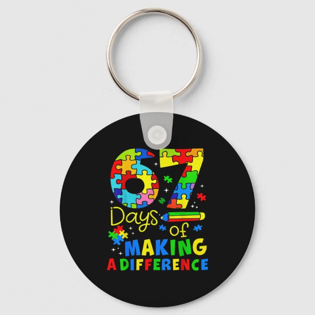67 Days Of Making A Difference Funny Teacher Stude Key Ring (Front)