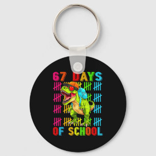 67 Days Of School 67th Day Dinosaur For Boys Mens Key Ring