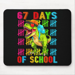 67 Days Of School 67th Day Dinosaur For Boys Mens Mouse Pad