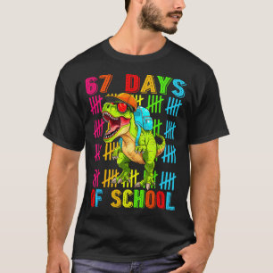 67 Days Of School 67th Day Dinosaur For Boys Mens  T-Shirt