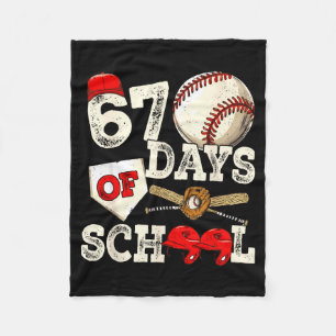 67 Days Of School 67th Day Funny Baseball Meme Men Fleece Blanket