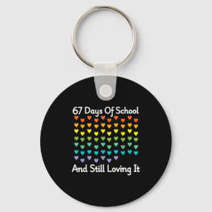 67 Days Of School And Still Loving It Rainbow Hear Key Ring