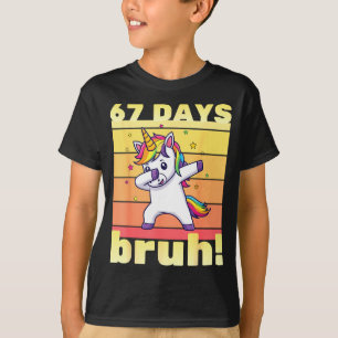 67 Days Of School Bruh Funny Teacher Kids Dabbing  T-Shirt