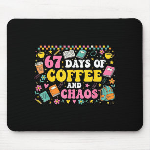 67 Days Of School Coffee Lover Teachers Retro Six Mouse Pad