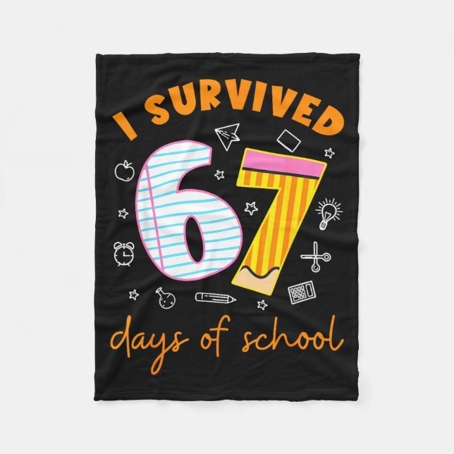 67 Days Of School Cool Teacher Design  Fleece Blanket (Front)