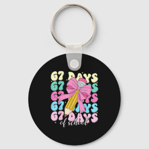67 Days Of School Coquette Bow Pencil Teacher Cute Key Ring